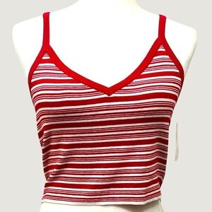 LA Hearts Cropped Sweater Tank Cami Top NWT Small Red White Stripes Nordstrom